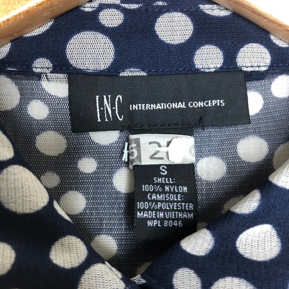 Macy's Sheets Blue & Silver Polka Dot Button Down - Picture 3 of 7